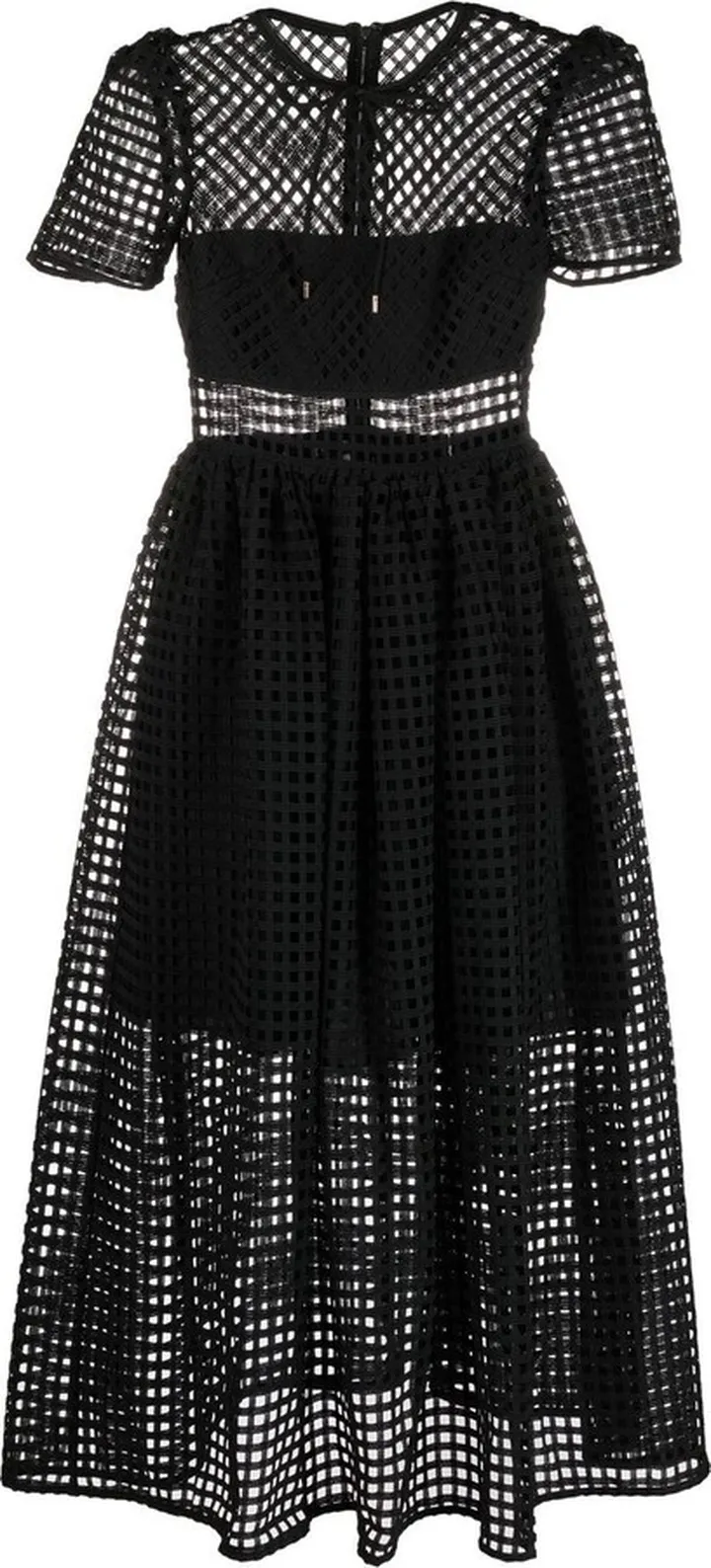 Flared Mesh Midi Dress