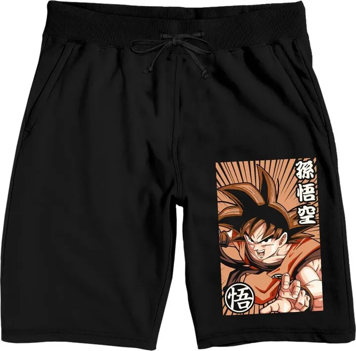 Dragon Ball Z Goku Attack Men’s Black Graphic Sleep Pajama Shorts-L