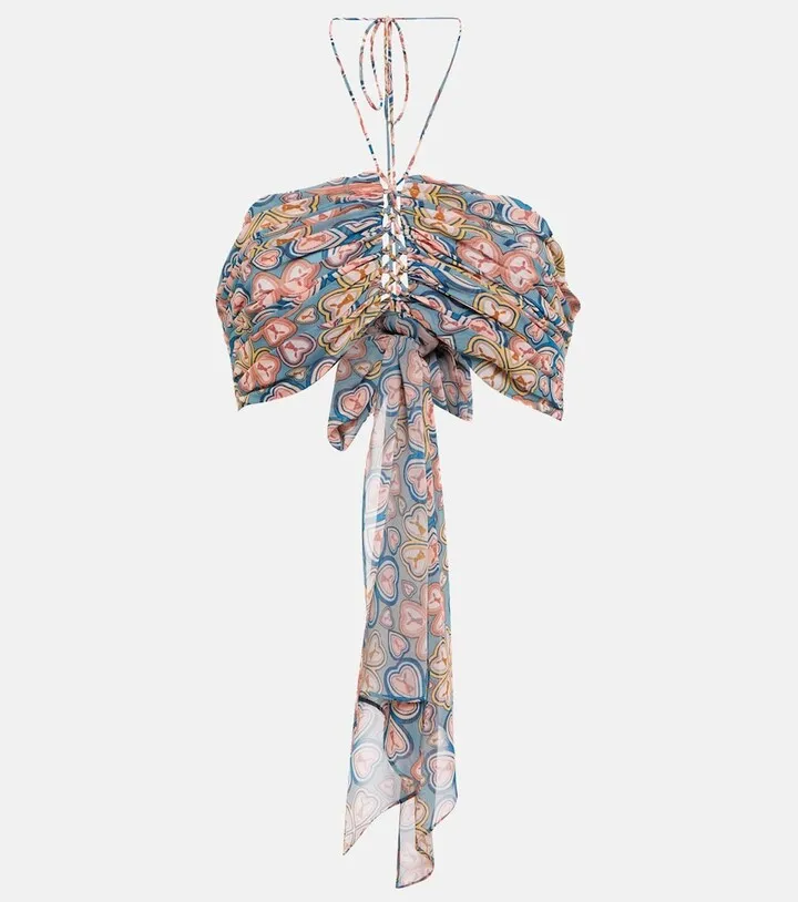 Printed halterneck crop top