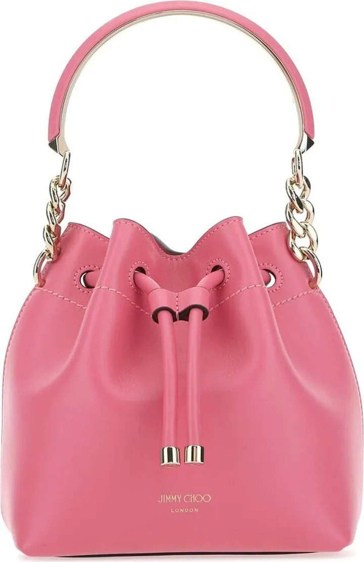 Jimmy Choo Bon Bon Logo Printed Bucket Bag