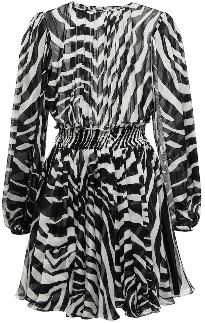 Zebra-print silk chiffon minidress