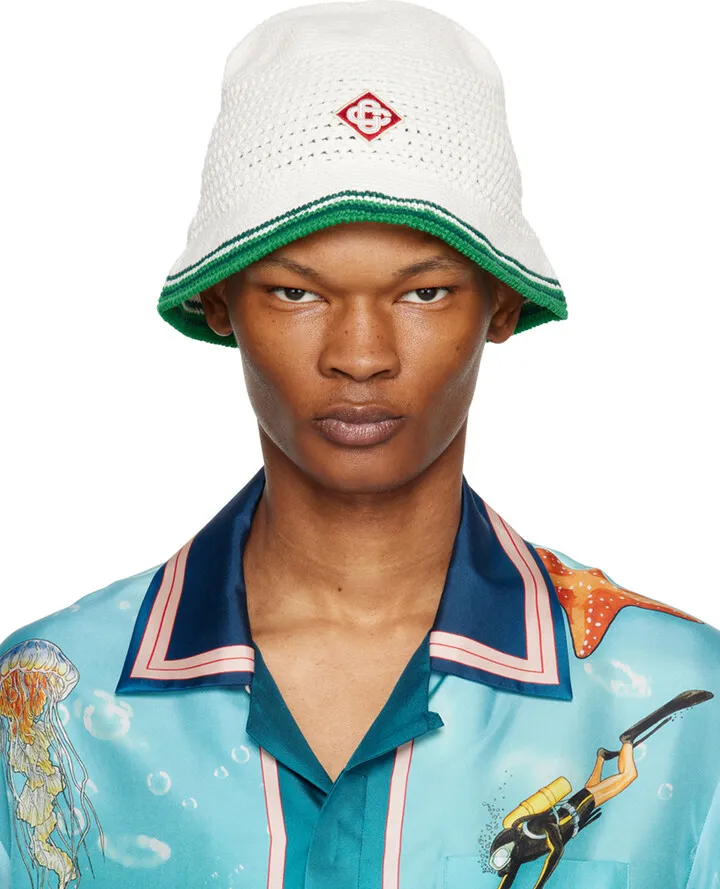 Casablanca Green & White Logo Bucket Hat