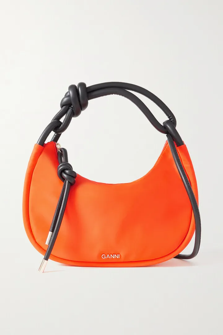 GANNI - Knot Leather-trimmed Recycled Shell Shoulder Bag - Red