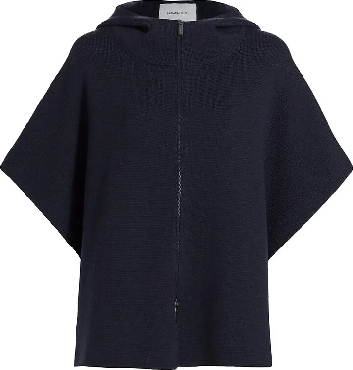 Hooded Knit Cape Top