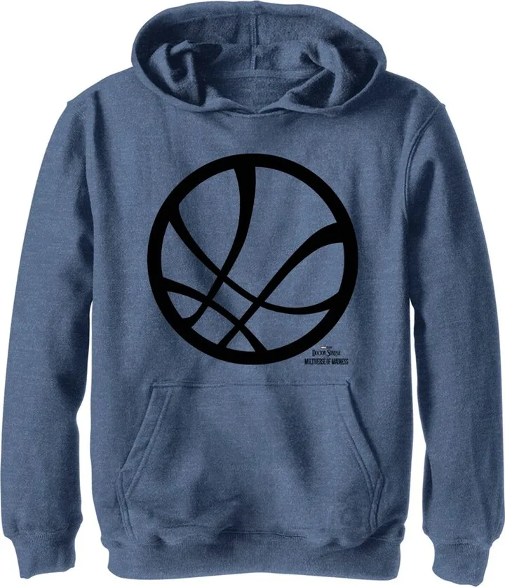 Boy's Marvel Doctor Strange in the Multiverse of Madness Sanctum Logo Pull Over Hoodie - Navy Blue Heather - Large