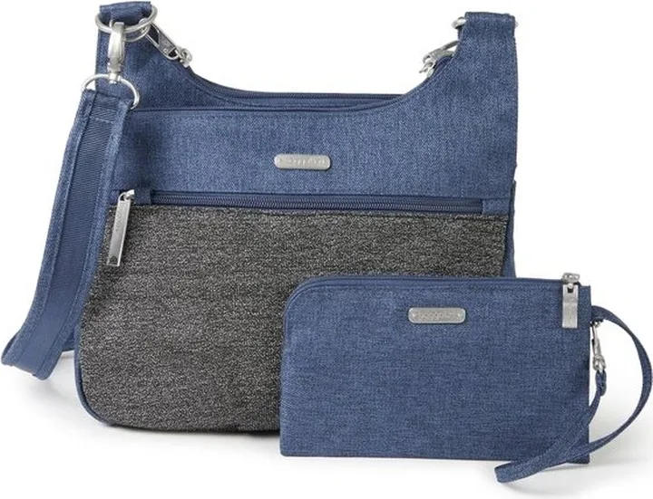 Baggallini Women's Anti-theft Travel Cross Over Crossbody Bag - Blue
