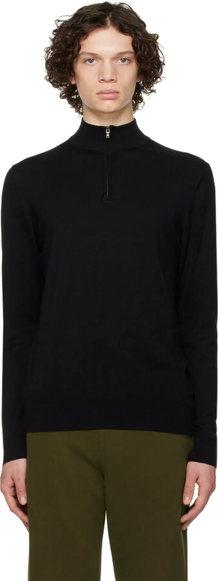 Sunspel Black Lightweight Sweater