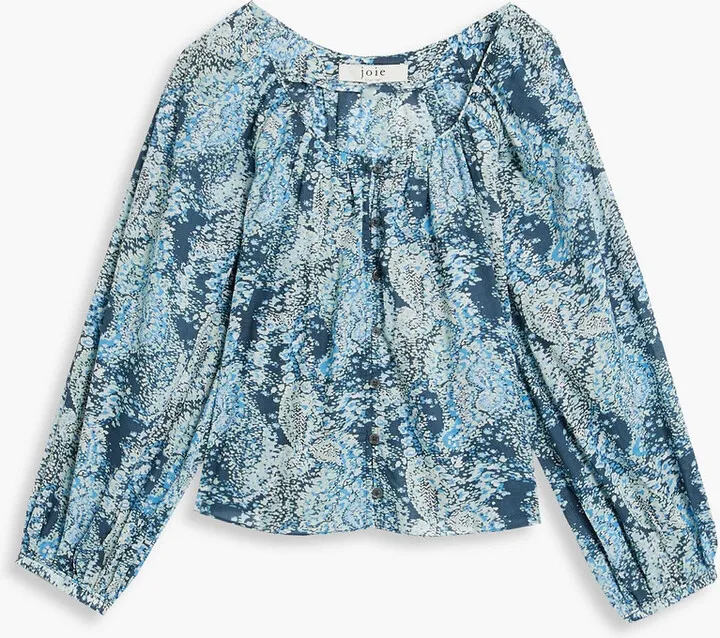 Damarre pleated printed cotton-voile blouse