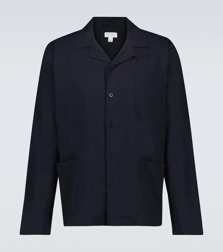 Cotton long-sleeved pajama shirt