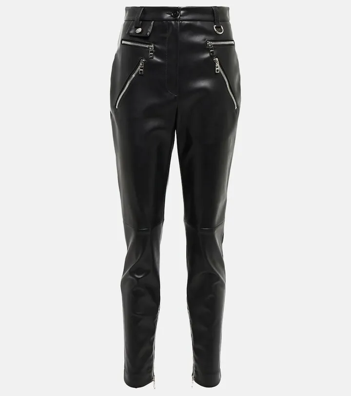 High-rise leather pants