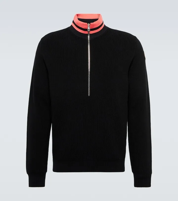 Virgin wool half-zip sweater