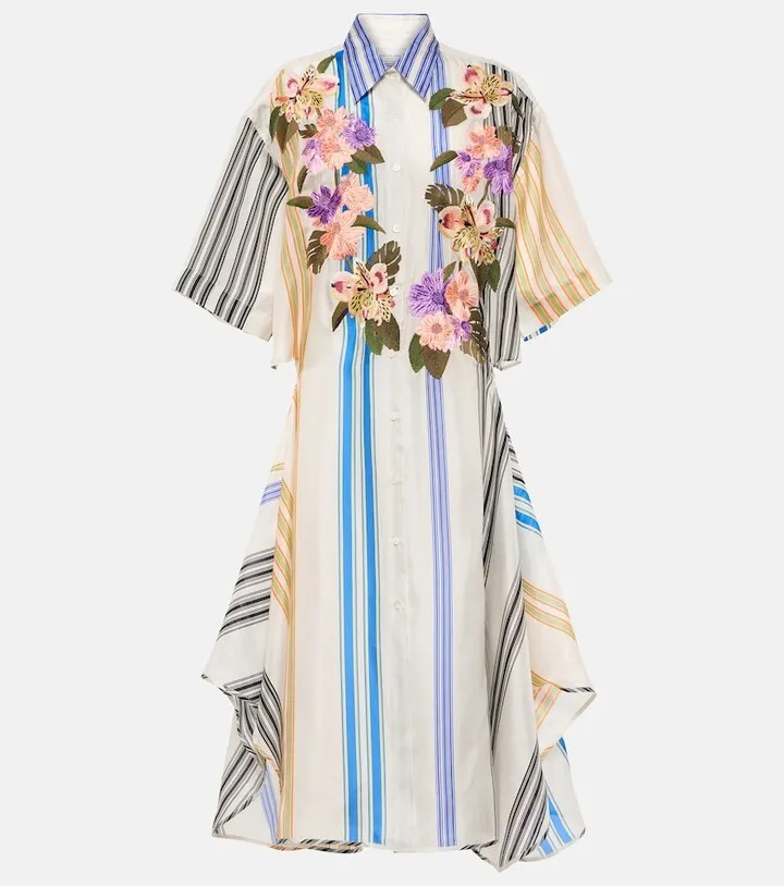 Floral striped shirt dress