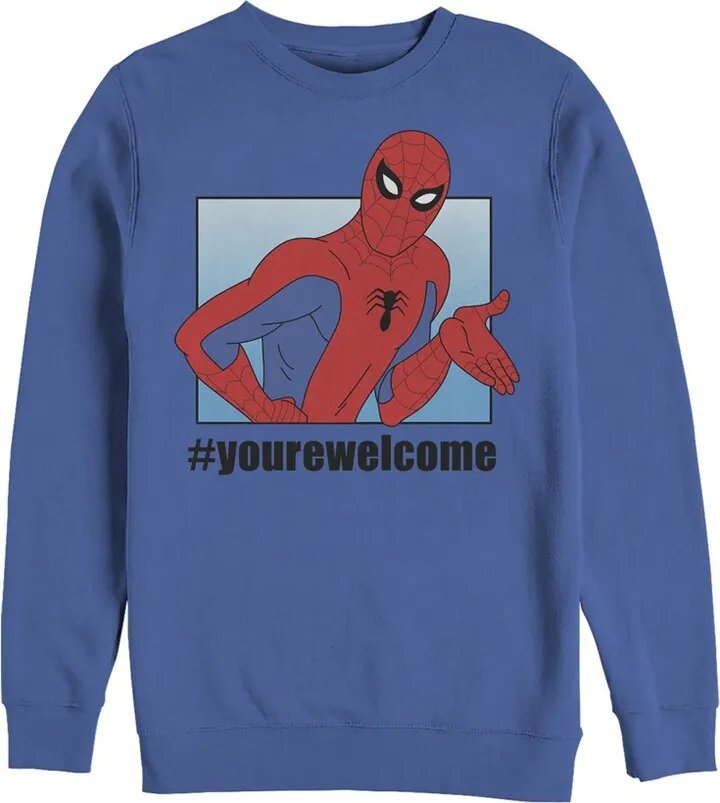 Men's Marvel Spider-Man #yourewelcome Sweatshirt - Royal Blue - 2X Large