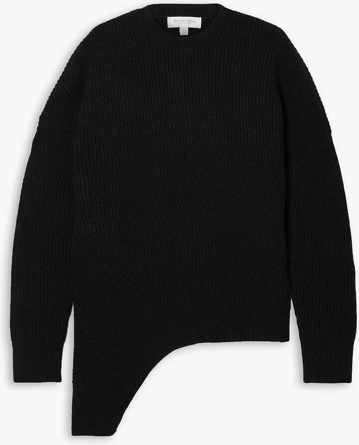 Asymmetric ribbed cashmere sweater