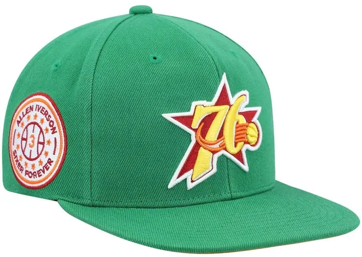 Men's Mitchell & Ness Green Philadelphia 76ers Allen Iverson Sixer Forever Like Mike Snapback Hat