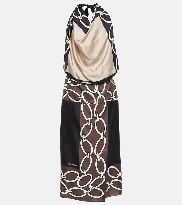 Printed silk midi dress