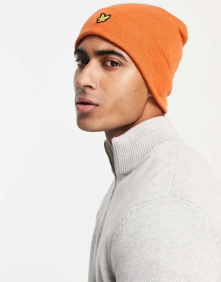 Lyle & Scott beanie hat in orange