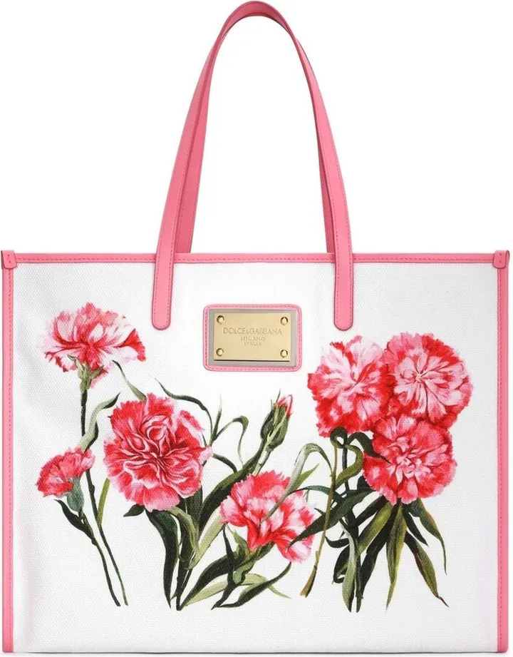 Floral-Print Canvas Tote Bag