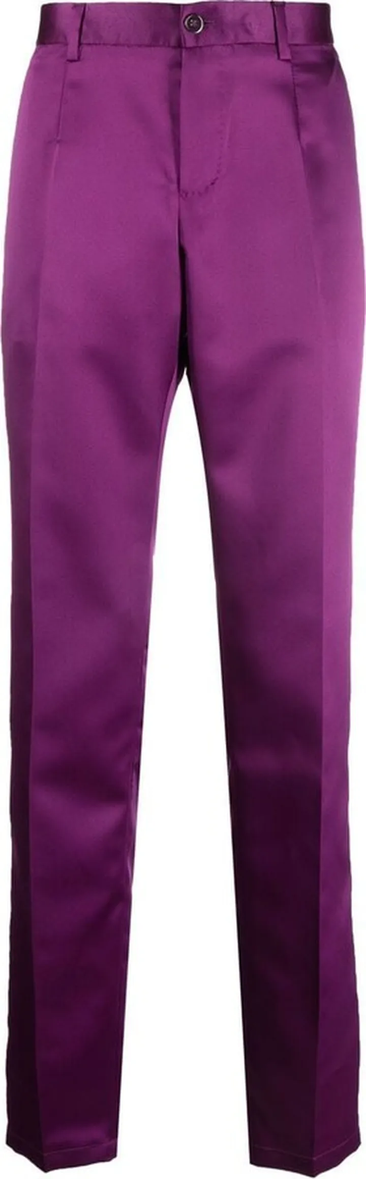 Slim-Cut Satin-Finish Trousers