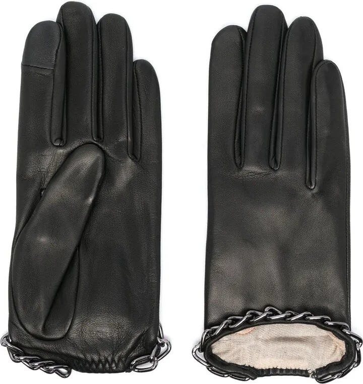 Sophia chain-link leather gloves
