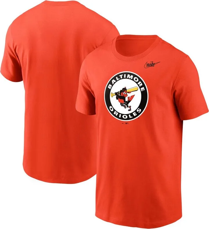 Men's Orange Baltimore Orioles Cooperstown Collection Logo T-shirt