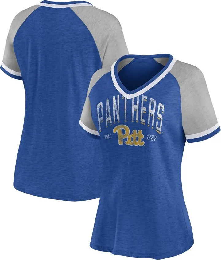 NCAA Pitt Panthers Women's Gray V-Neck Raglan T-Shirt - M