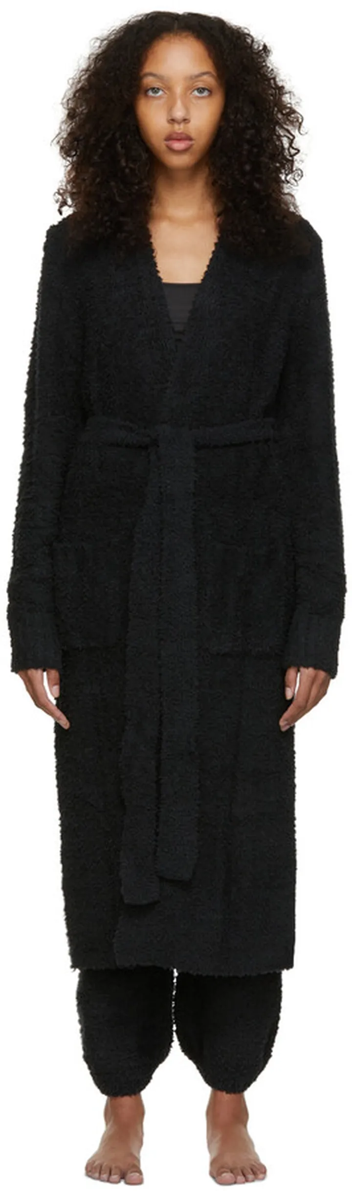 SKIMS Black Cozy Knit Robe