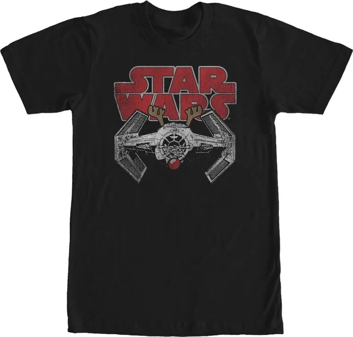 Men's Star Wars TIE Fighter Christmas Reindeer T-Shirt - Black - 2X Large