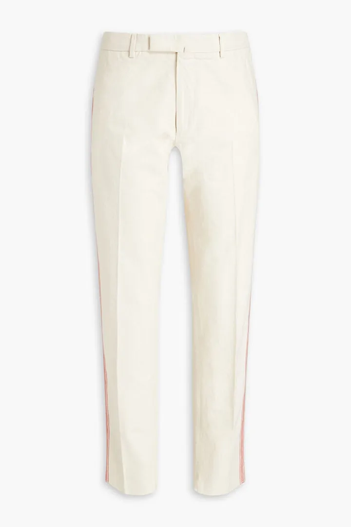 Tapered bead-embellished cotton pants