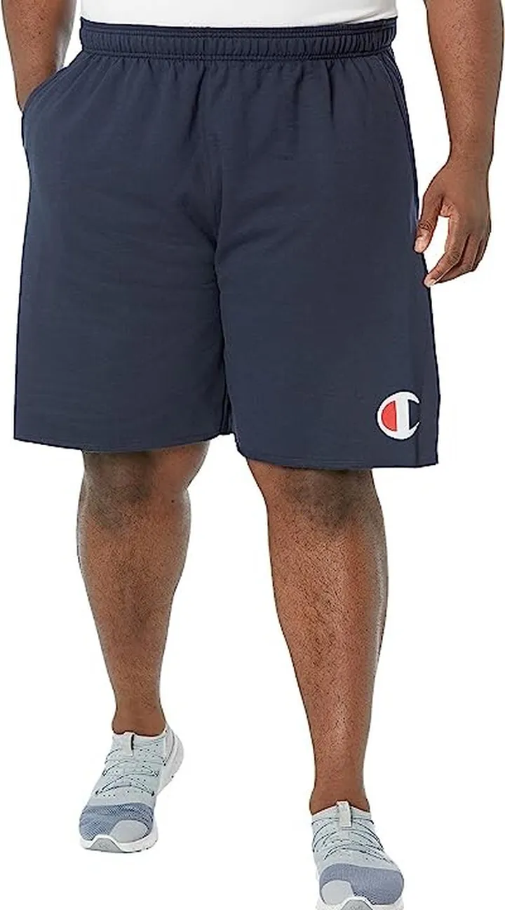 Champion Big Tall Powerblend 10 Graphic Shorts (Navy) Men's Clothing