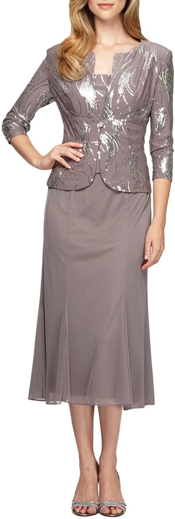 Sequin Midi Dress with Jacket