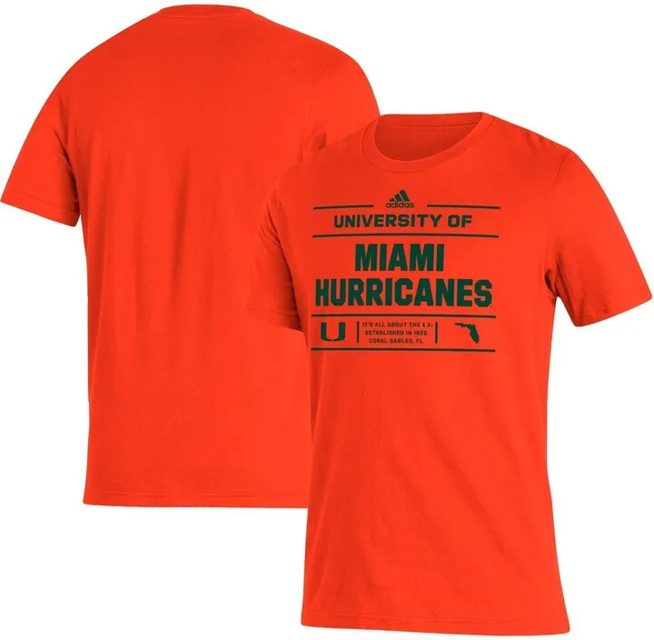 Men's adidas Orange Miami Hurricanes Front Page Amplifier T-shirt
