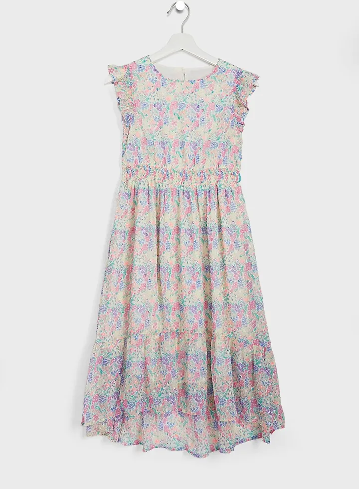 Kids Floral Print Maxi Dress
