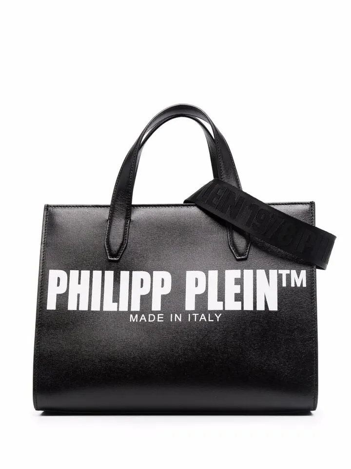Logo-Print Leather Tote Bag