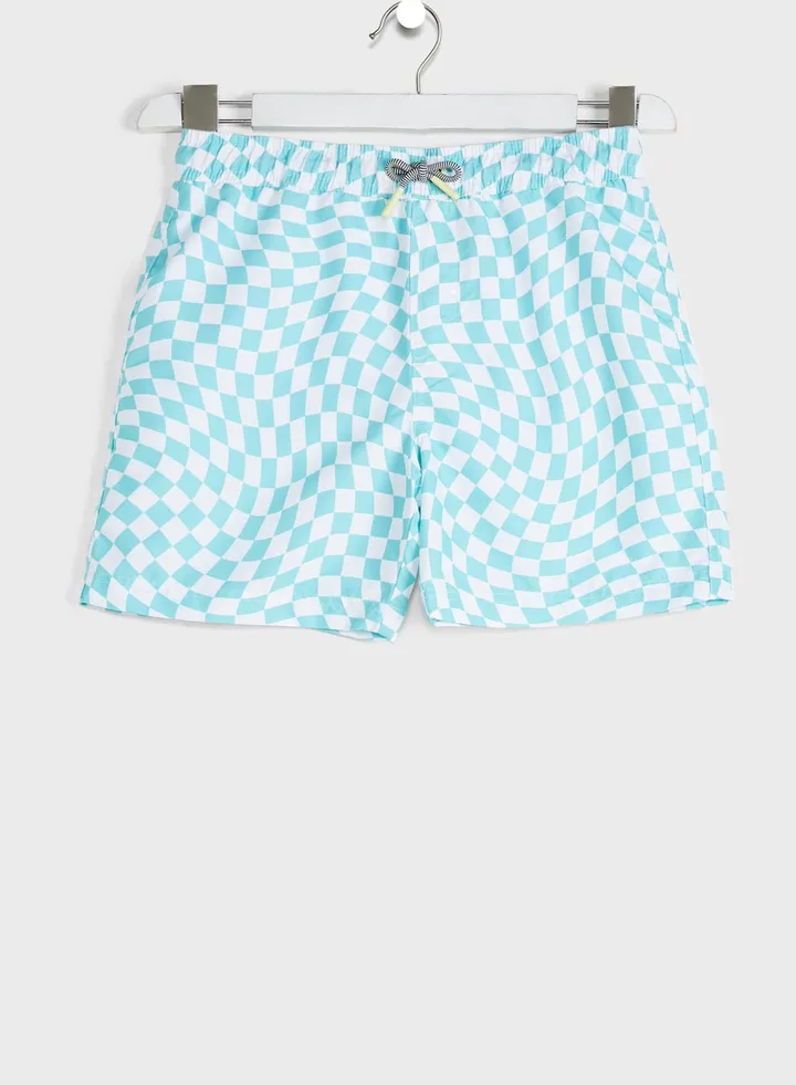 Kids Checked Swim Shorts