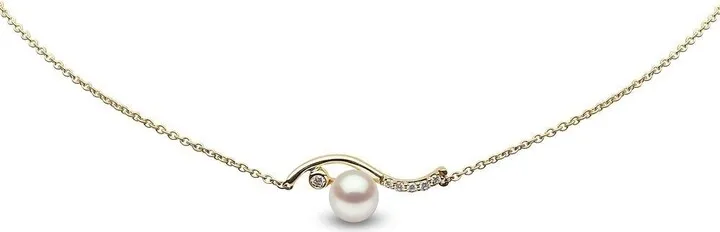 18kt yellow gold Trend freshwater pearl and diamond necklace