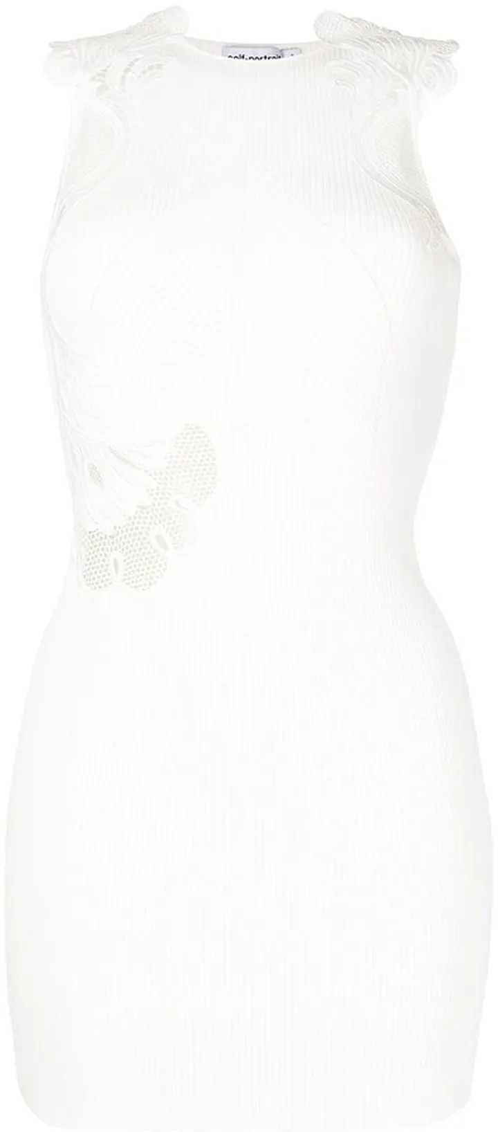 Ribbed Lace-Detail Mini Dress