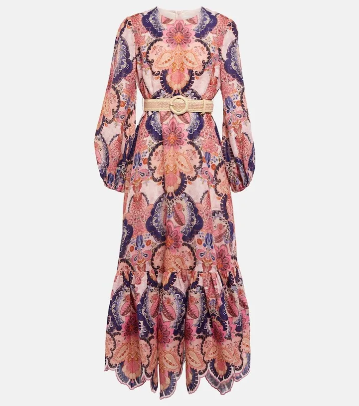Laurel floral linen midi dress