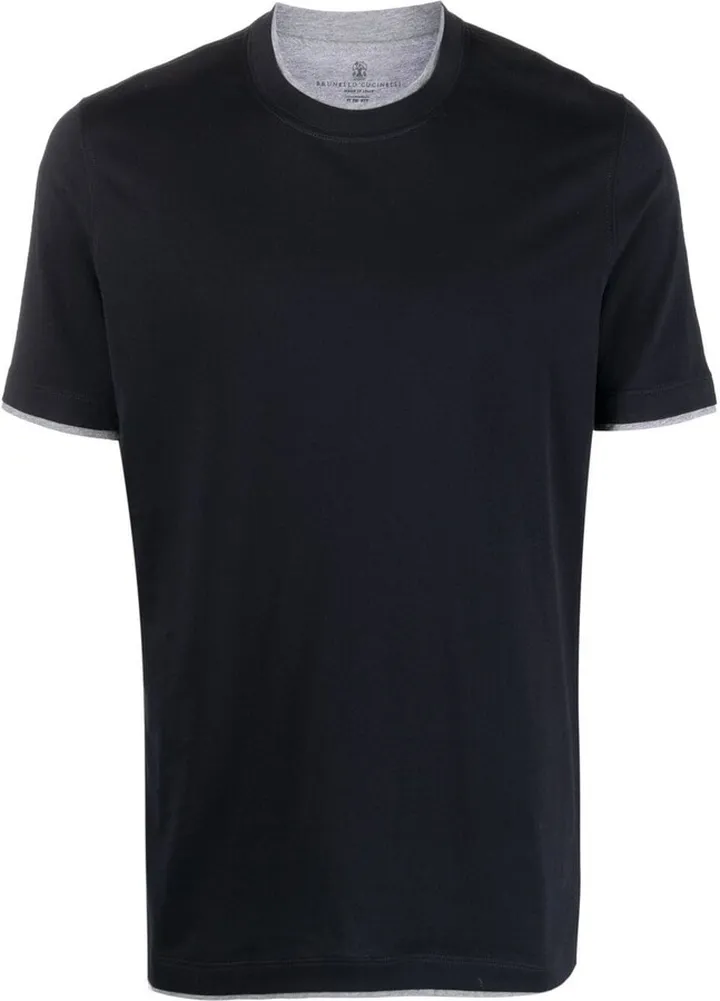 contrasting-edge cotton T-shirt