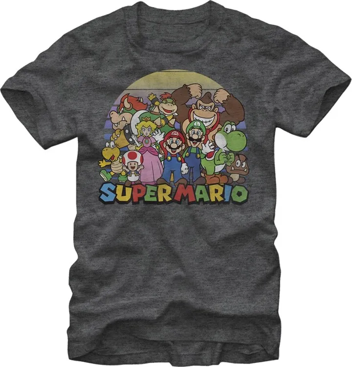 Men's Nintendo Super Mario Crew T-Shirt - Charcoal Heather - 2X Large