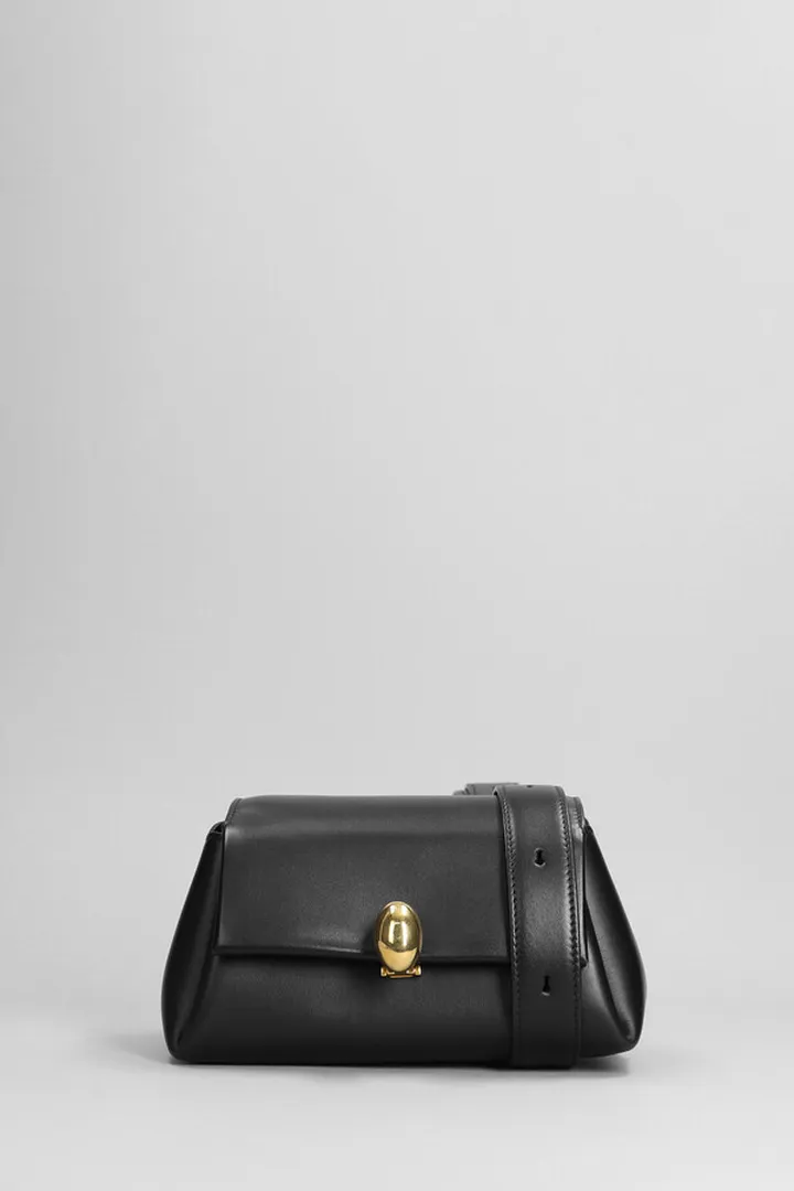 Smoote Plain Hand Bag In Black Leather