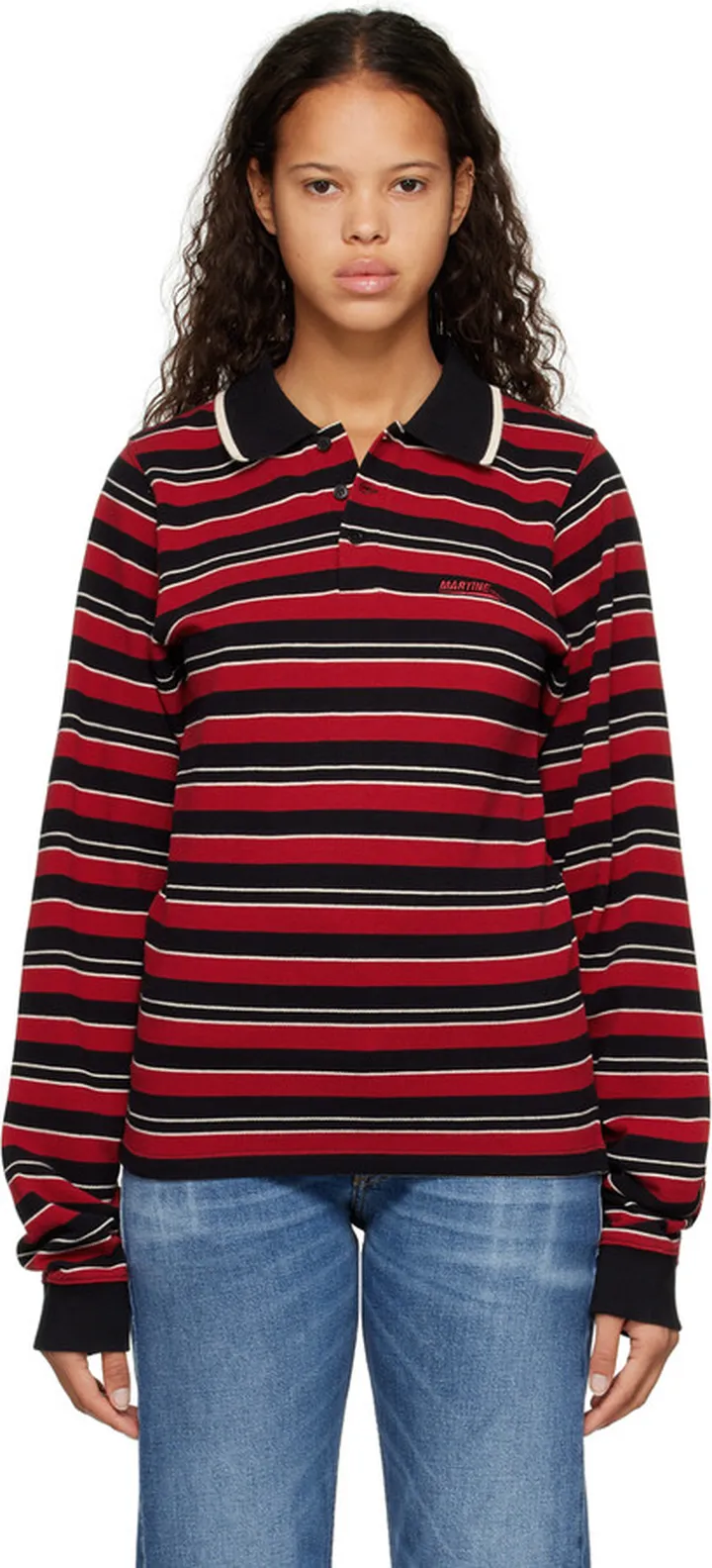 Martine Rose Black & Red Stripe Polo
