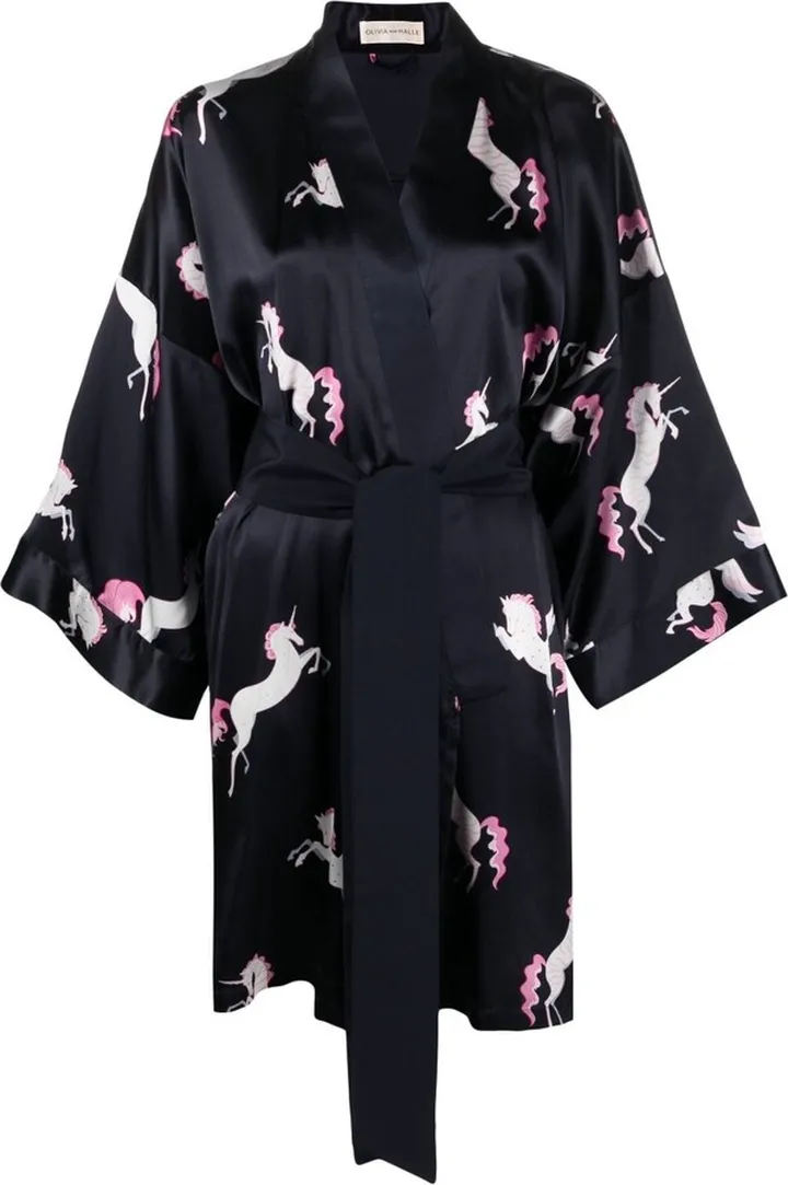 Blue Mimi Persea Silk Satin Robe