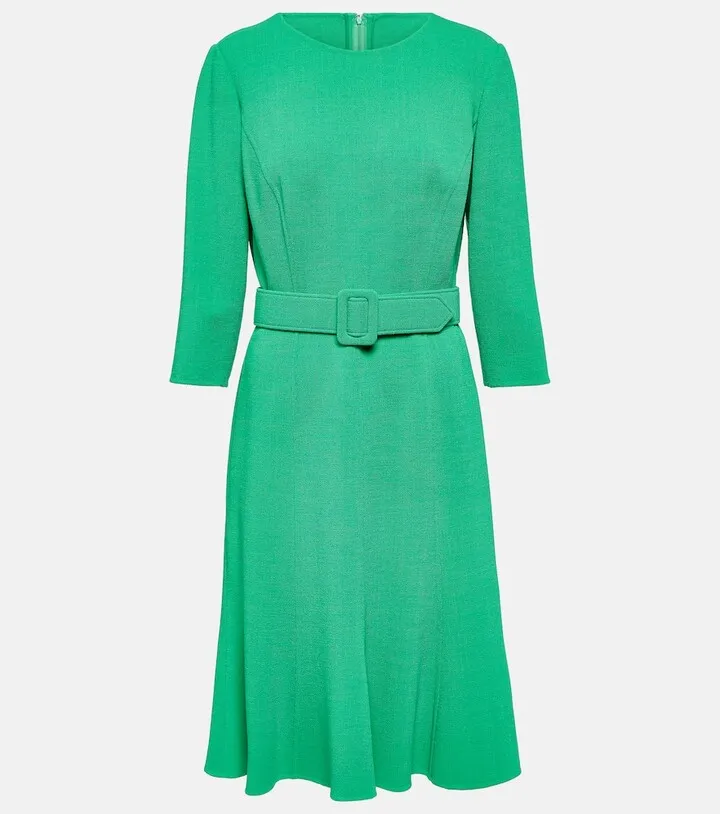 Embellished wool-blend midi dress