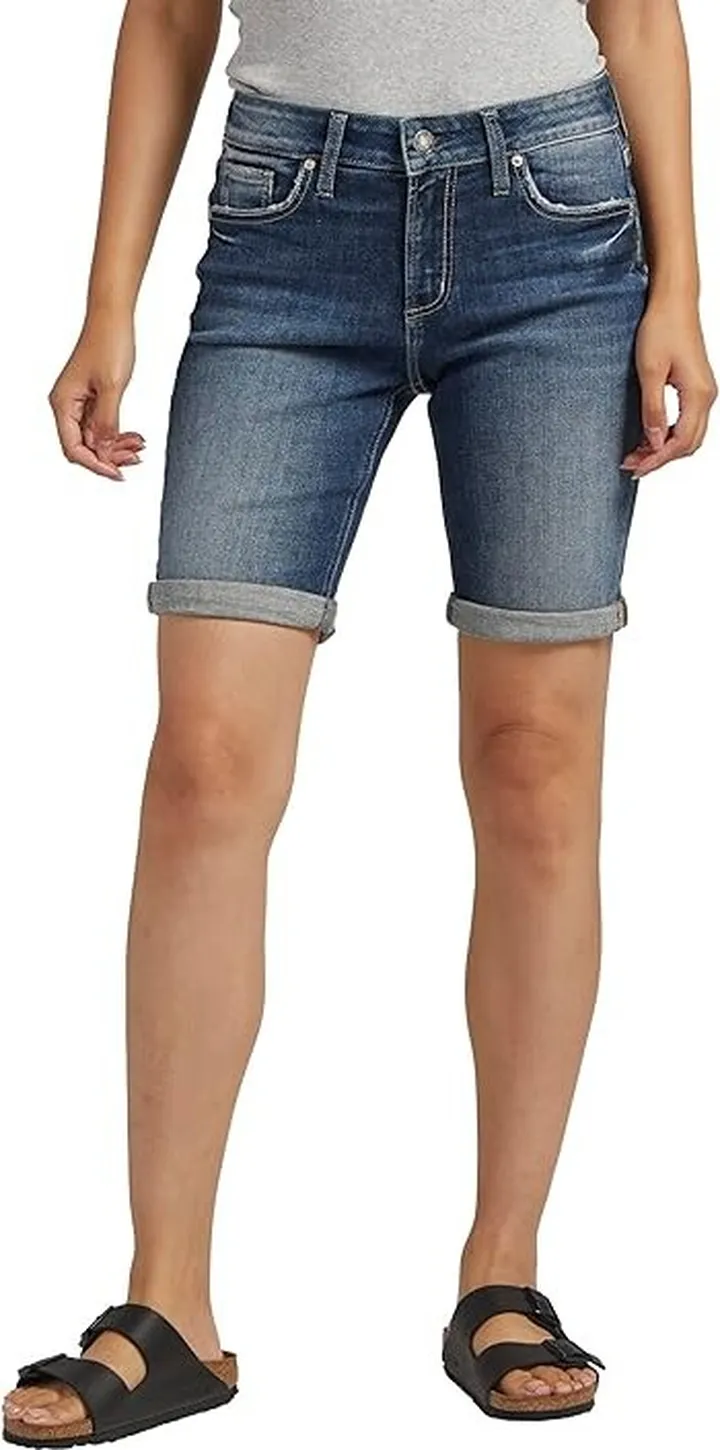 Silver Jeans Co. Elyse Mid-Rise Bermuda Shorts L53015EAE397 (Indigo) Women's Shorts
