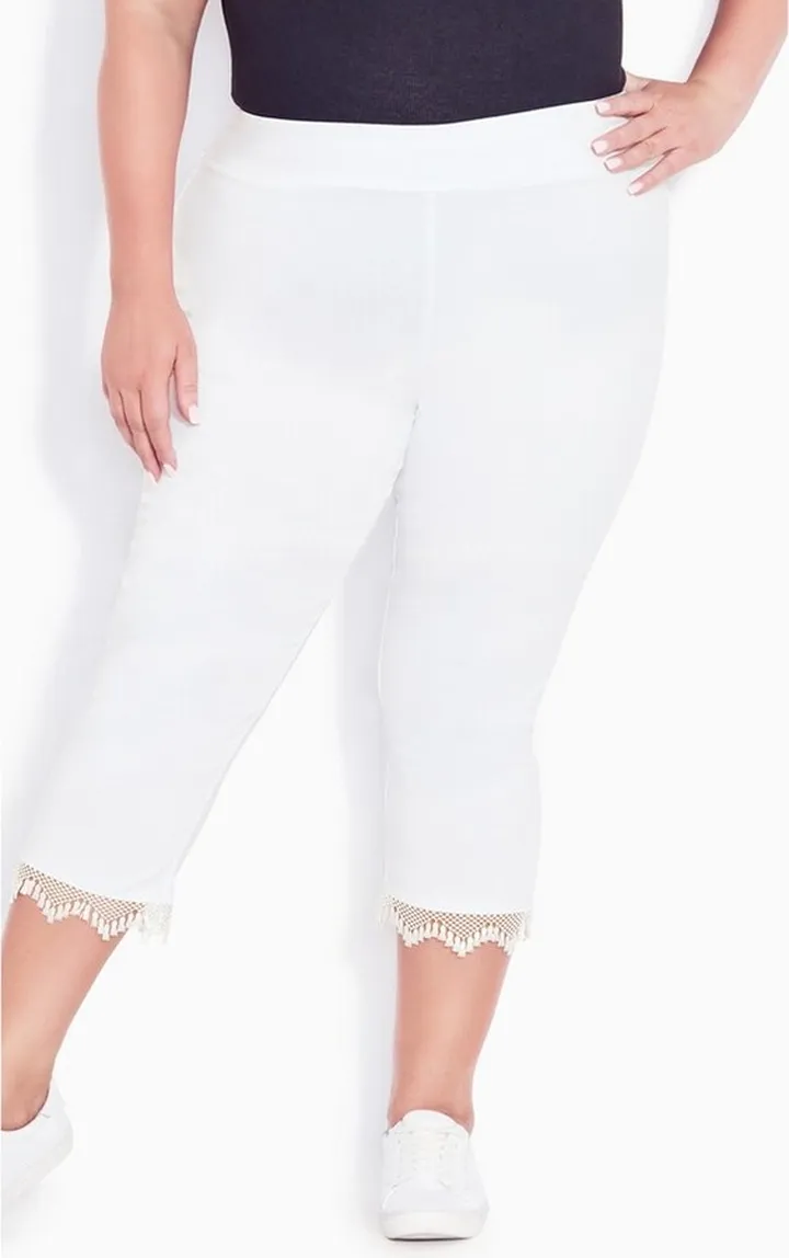 AVENUE | Women's Plus Size Super Stretch Lace Capri - white - 26W