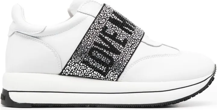 Crystal-Embellished Logo Sneakers