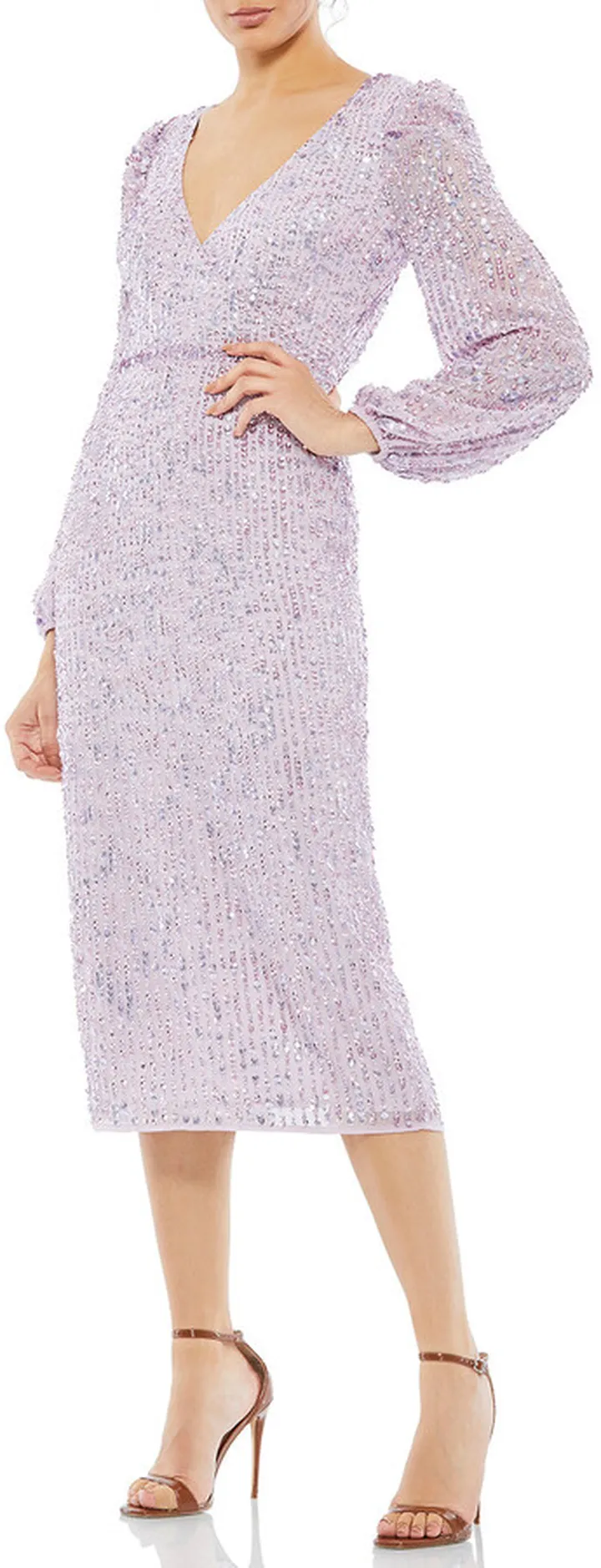 Long Sleeve Sequin Midi Dress