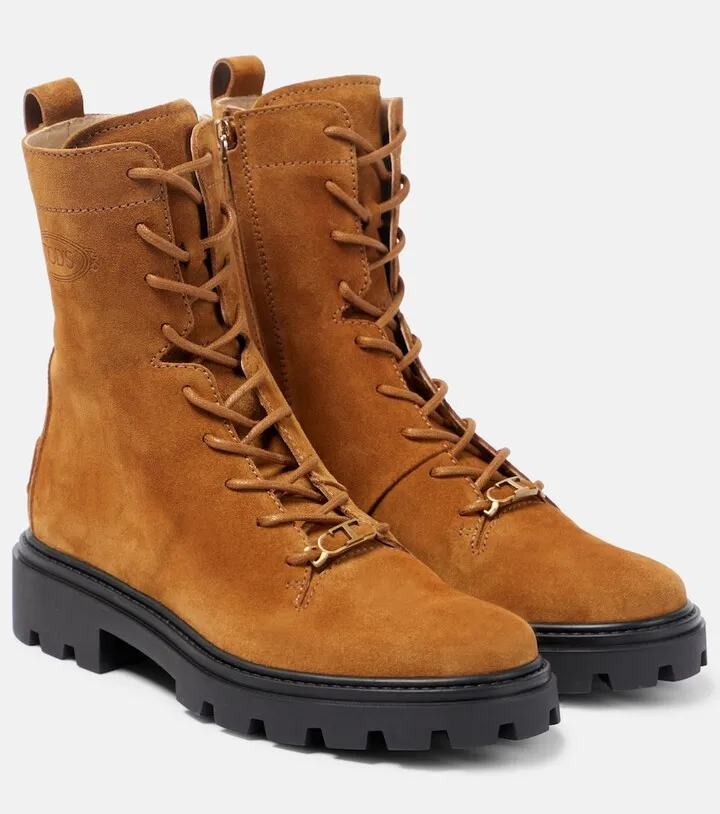 Suede lace-up boots