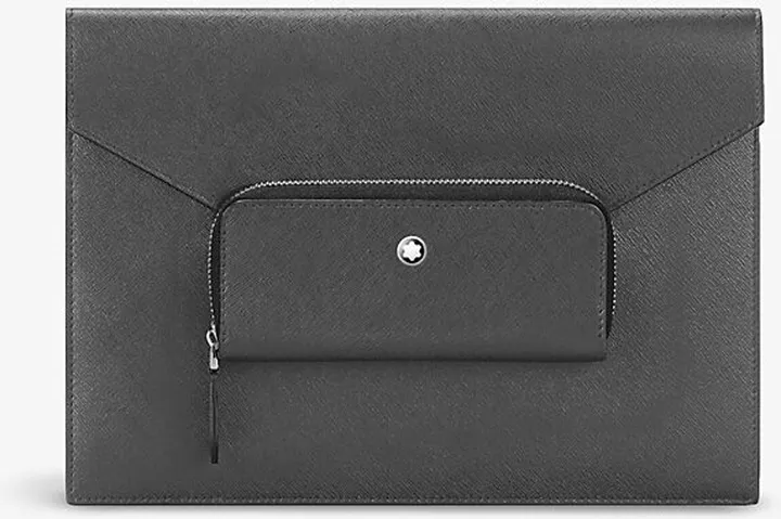 Forged Iron Sartorial Grained-leather Pouch